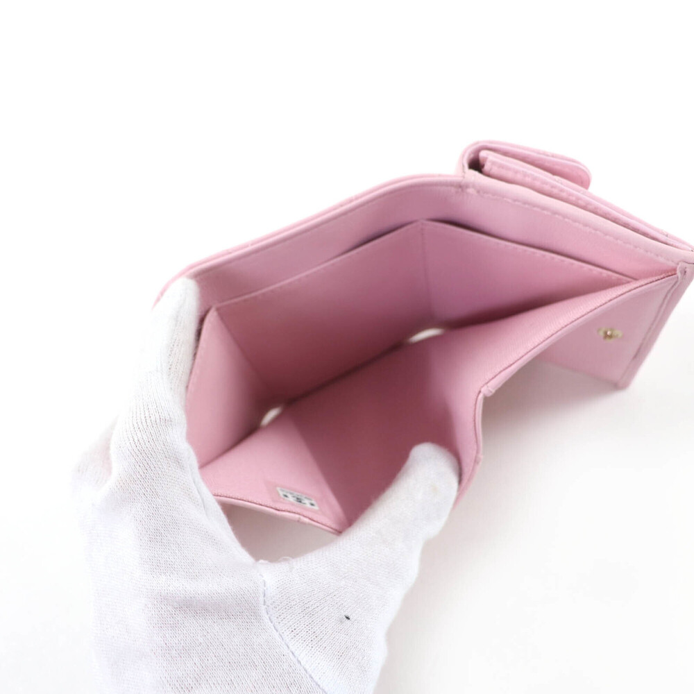 CHANEL Pink Lambskin Leather Logo Wallet - Picture 8 of 13